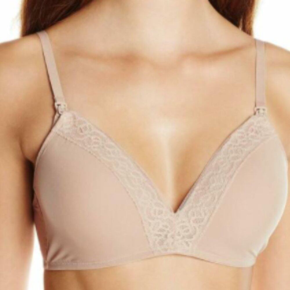 Natori Women's Grace Maternity Wire Free Contour Bra Adjustable Straps Nude 34C